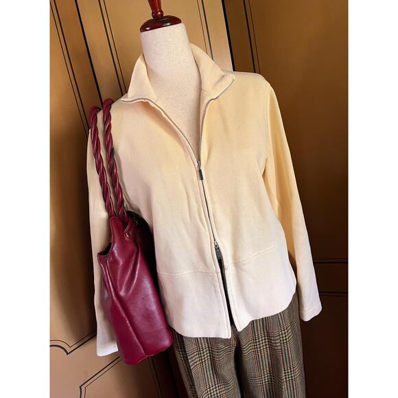 Vintage zipped sweater in cream cotton by Faconnable, size S - Picture 3 of 5